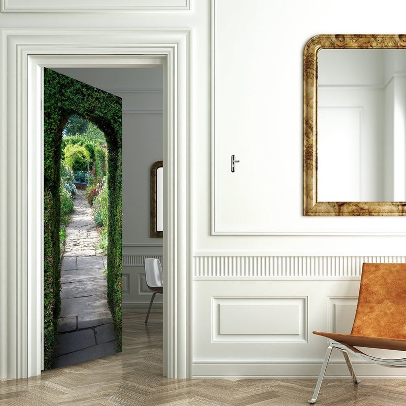 Alwayspon Modern Art GreenDoor 3D Door Sticker, Peel and Stick Removable Vinyl Door Decals for Home Decor, 30.3x78.7(77x200cm), 2 Pcs Set - Image 4